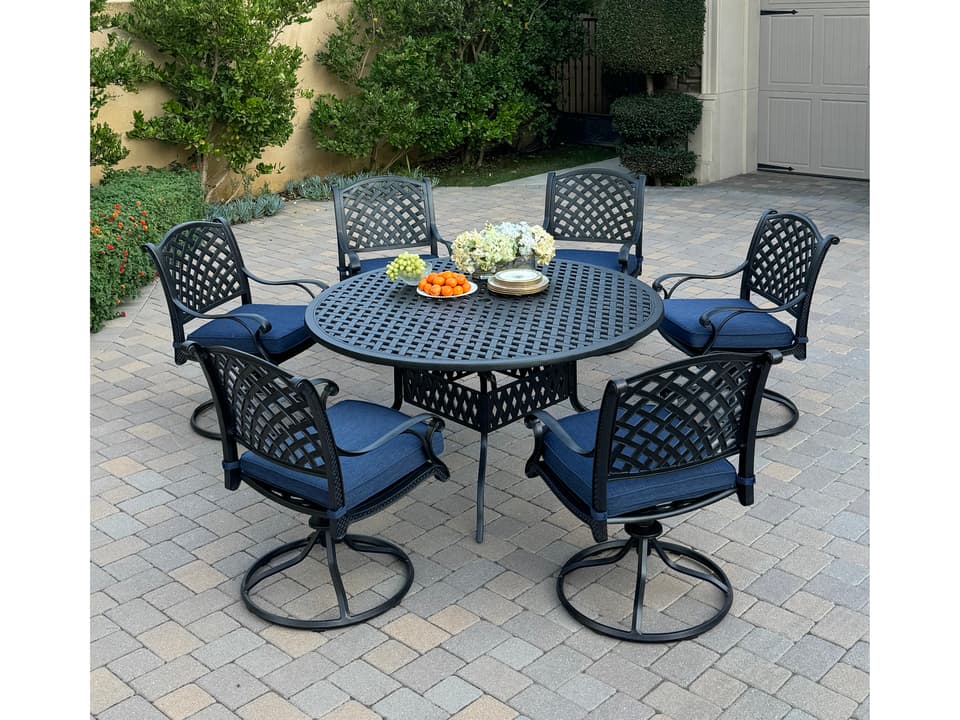 Nassau 7-Piece Cast Aluminum Patio Dining Set Antique Bronze