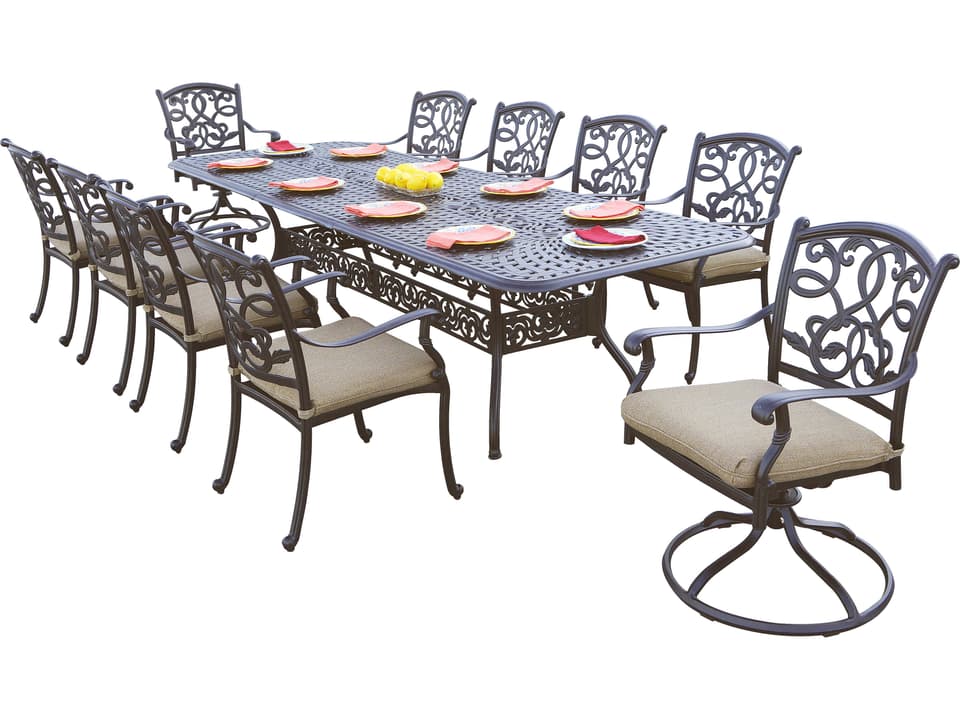 Santa Monica Cast Aluminum Antique Bronze 11 Piece Dining Set