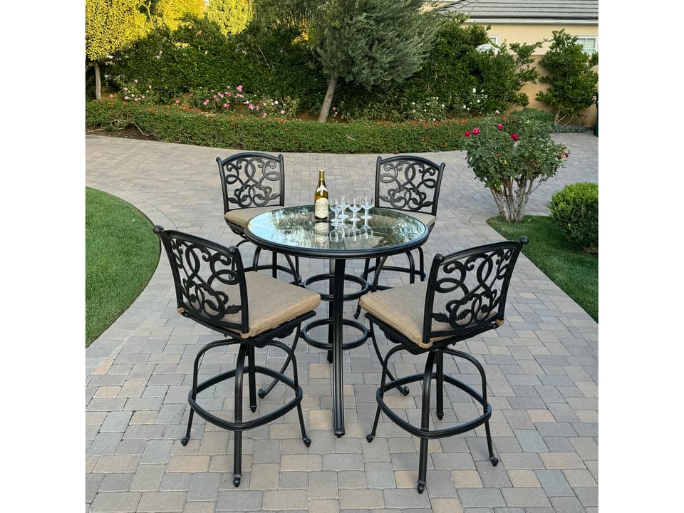 Santa Monica Cast Aluminum 5-Piece  Bar Set