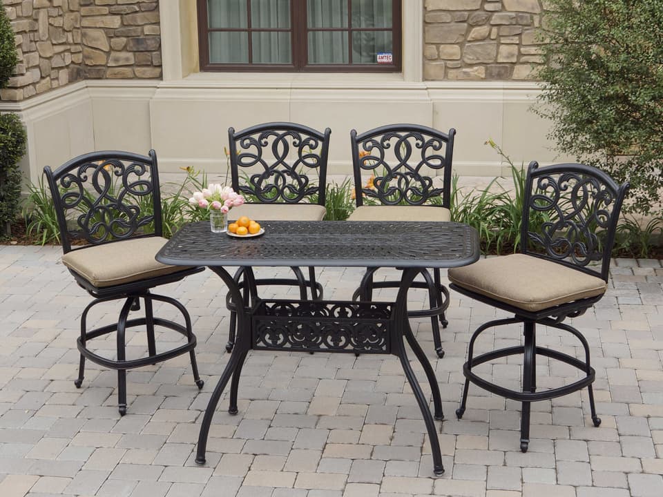 Santa Monica Cast Aluminum Antique Bronze 5 Piece Counter Set