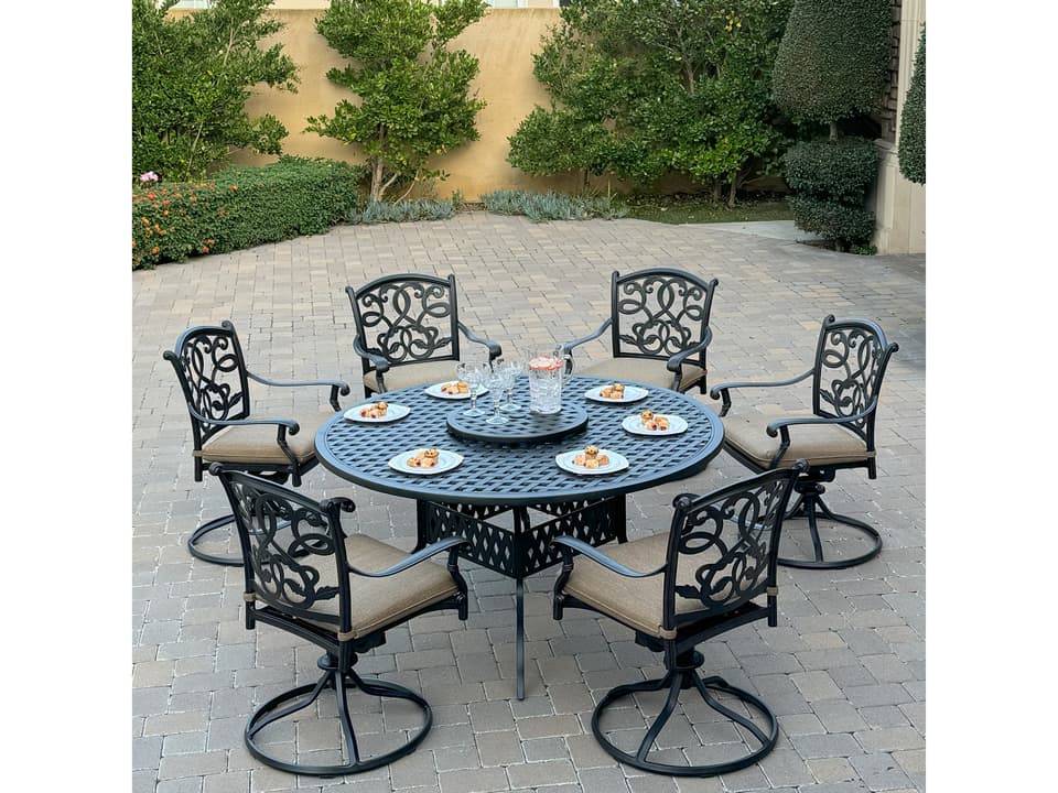 Santa Monica Cast Aluminum 8-Piece Dining Set