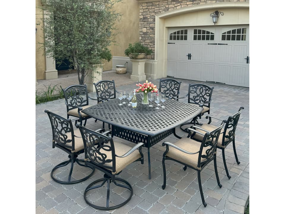 Santa Monica Cast Aluminum 9-Piece Dining Set
