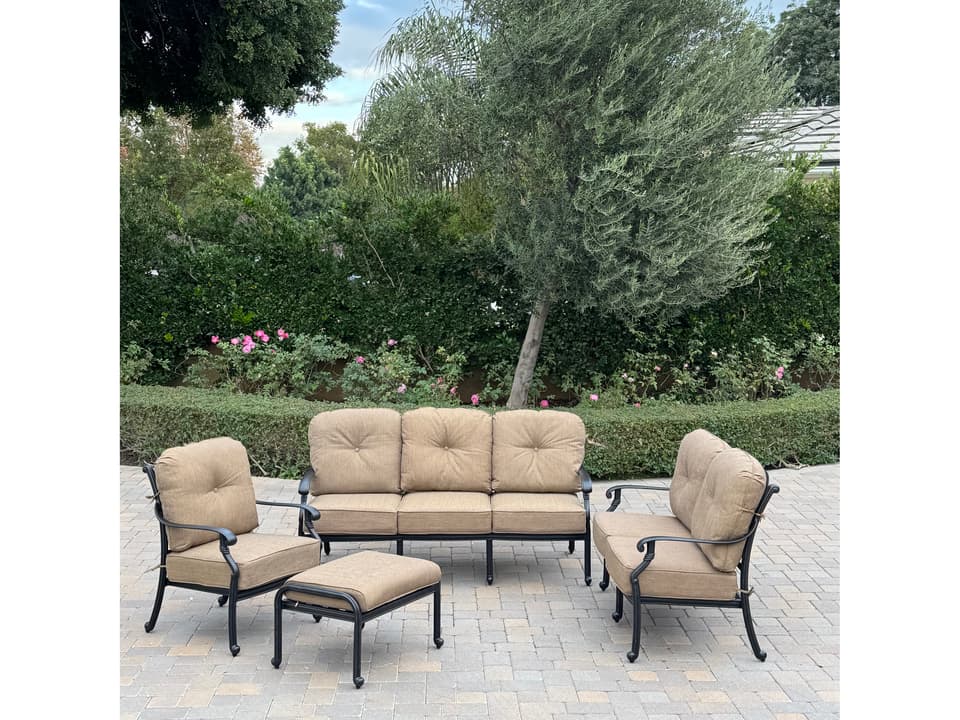Santa Monica Cast Aluminum 4-Piece Deep Seating Set with Cushions