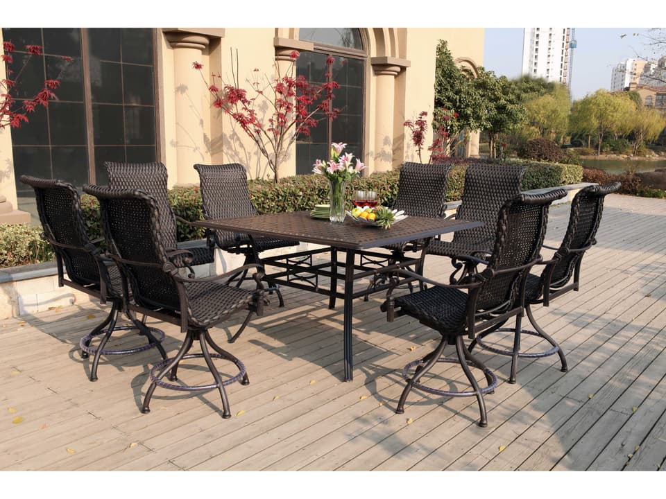 Darlee Outdoor Living Victoria Wicker Espresso Swivel Counter