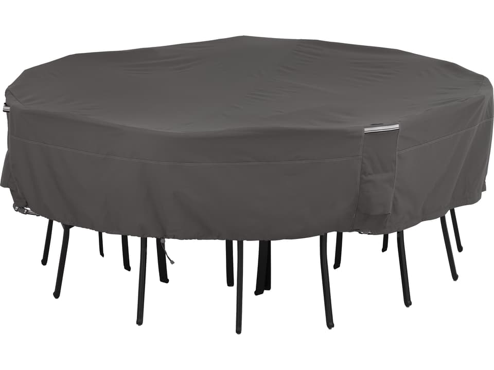 Ravenna 98 Inch Square Table and Chair Set Cover in Dark Taupe