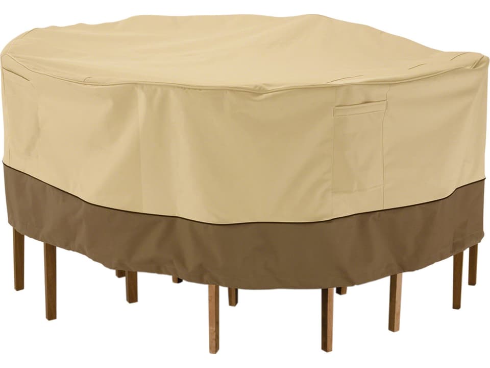 Veranda 82-Inch Round Patio Table & Chair Set Cover in Pebble