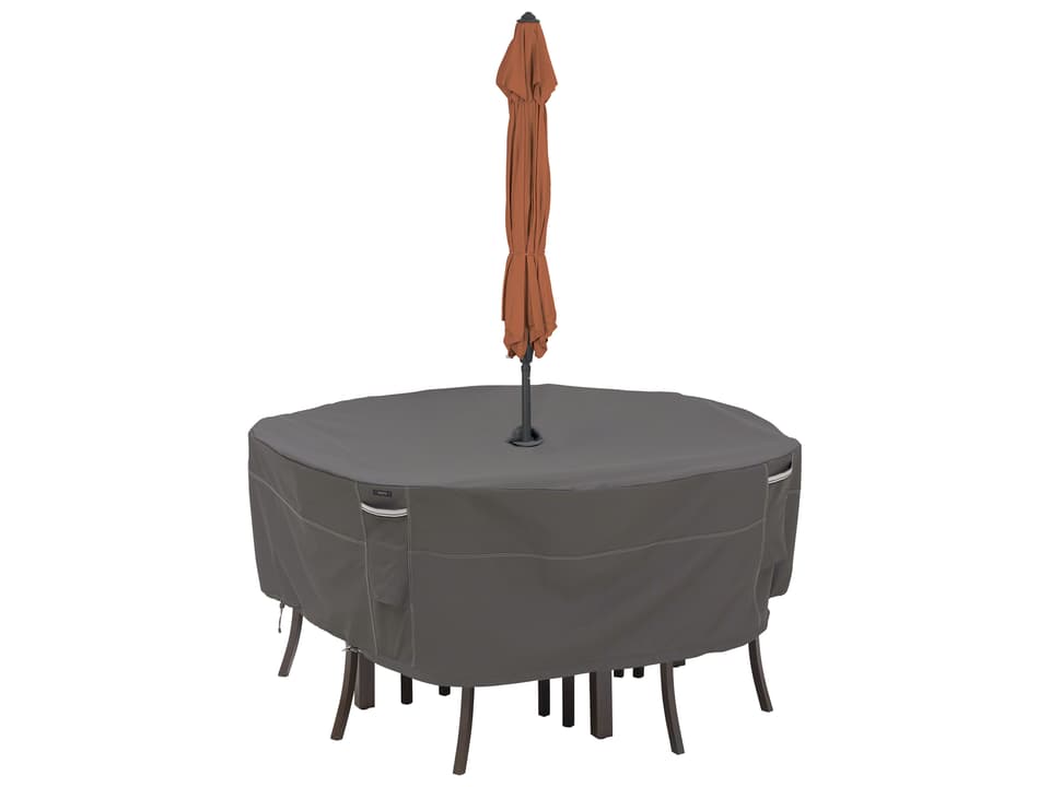 Ravenna 62 Inch Round Table & Chairs Set Cover with Hole in Dark Taupe