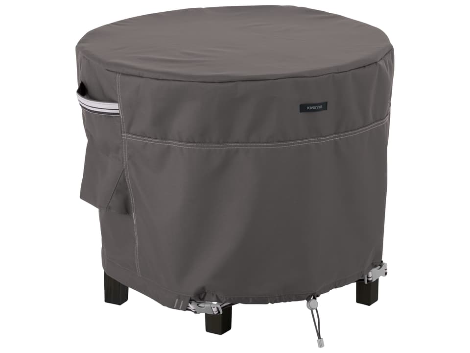 Ravenna 36 Inch Round Ottoman Table Cover in Dark Taupe