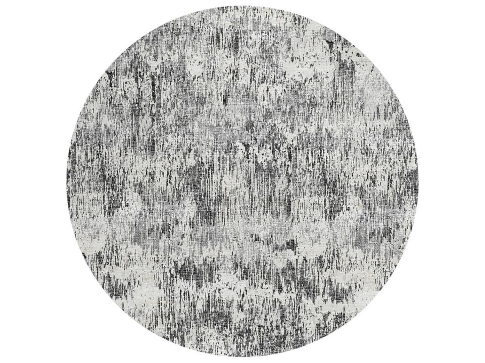 Accord Gray Abstract Round Area Rug for Indoor Outdoor