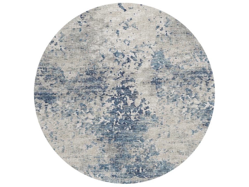 Accord Abstract Blue Round Area Rug 8 Feet