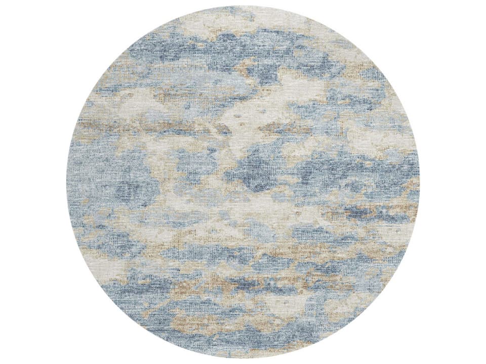 Accord Abstract Machine Made Area Rug in Blue Round