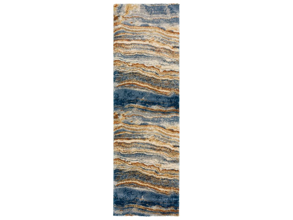 Barkley Shag Abstract Runner Area Rug in Blue