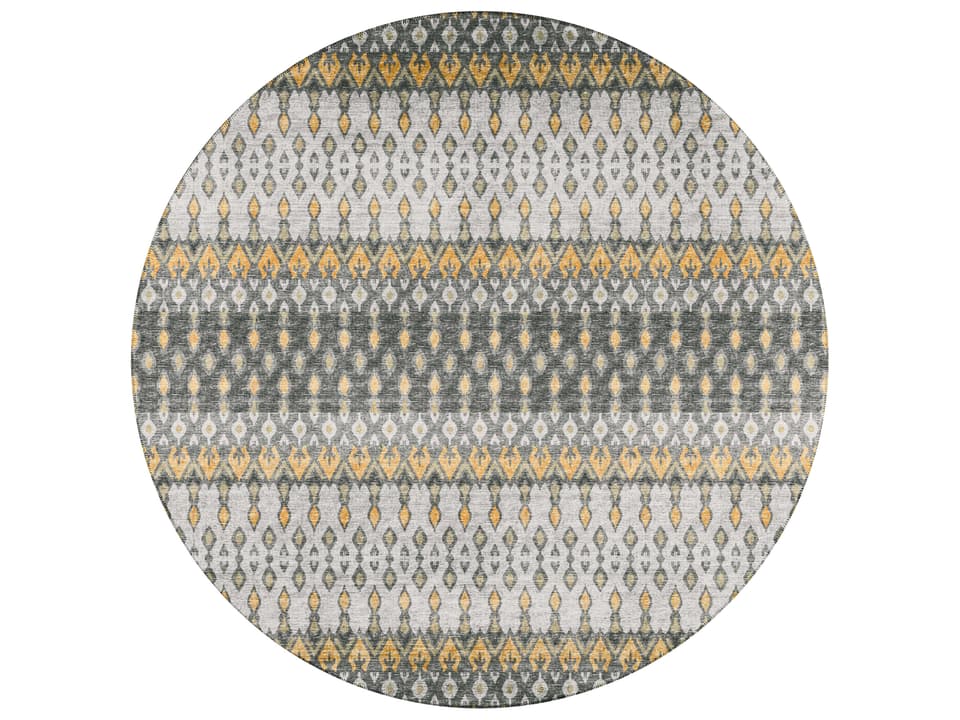 Bravado Geometric Area Rug in Grey Round