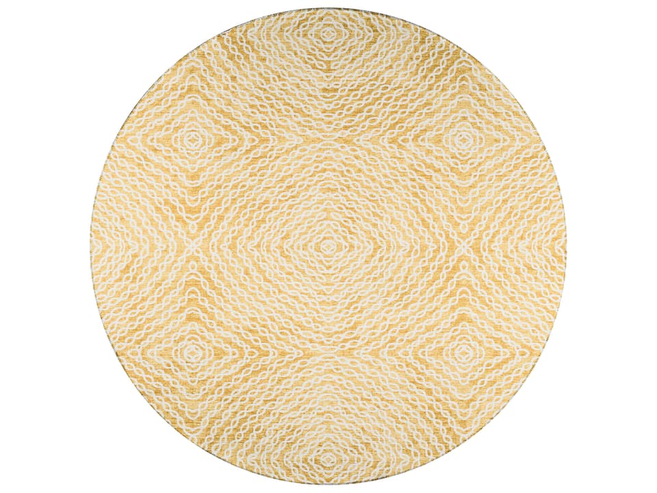 Bravado Geometric Round Area Rug in Gilded