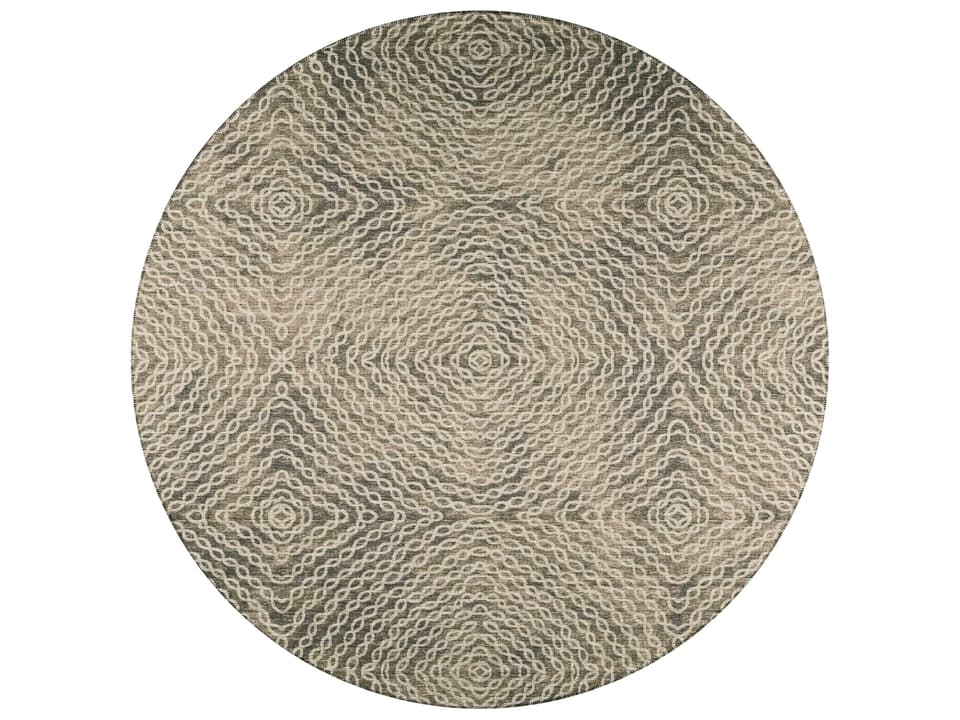 Bravado Geometric Area Rug in Mocha Round with Non-Skid Backing