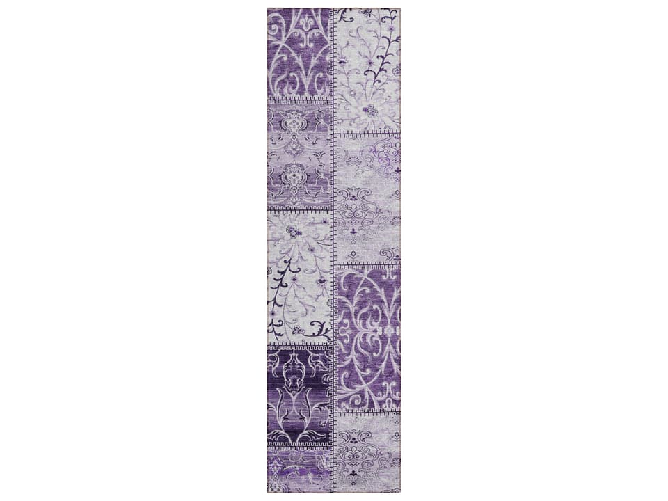 Chantille Purple Runner Area Rug with Wrought Iron Motif