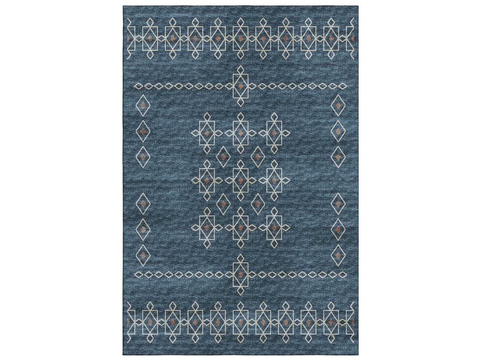 Mayfield Abstract Area Rug in Blue with Machine Washable Polyester Pile