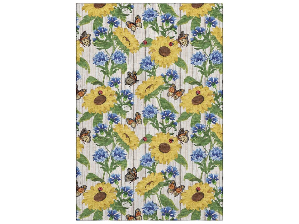 Mayfield Floral Area Rug Plush Machine Washable Polyester