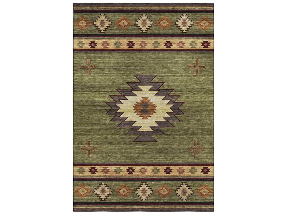 Mayfield Southwestern Machine Washable Area Rug in Green