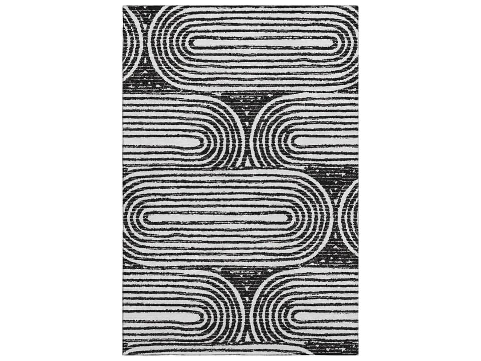 Mayfield Abstract Machine Washable Area Rug in Black