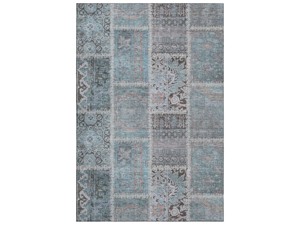 Mayfield Floral Washable Indoor Outdoor Area Rug in Teal