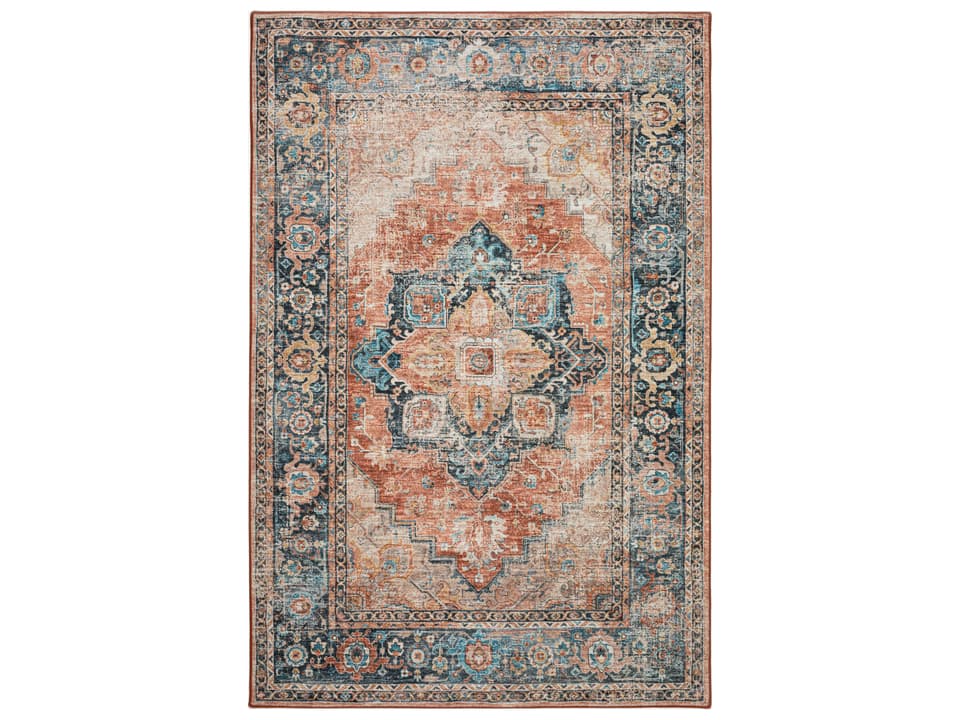 Jericho Bordered Indoor Outdoor Area Rug with Non-Skid Backing