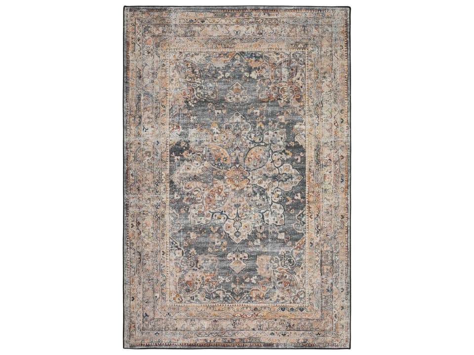 Jericho Charcoal Indoor Outdoor Area Rug with Non-Skid Backing
