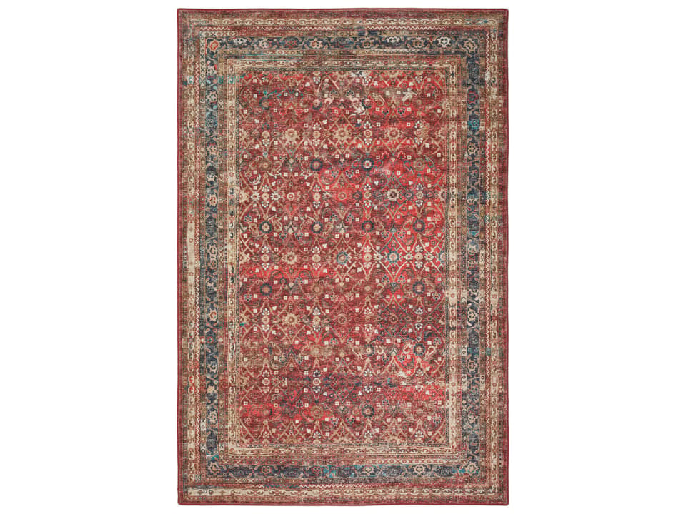 Jericho Scarlett Traditional Polyester Area Rug in Red