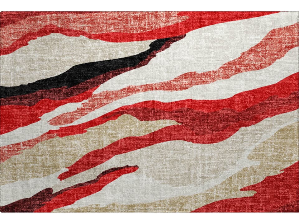 Lorenzo Abstract Area Rug in Red