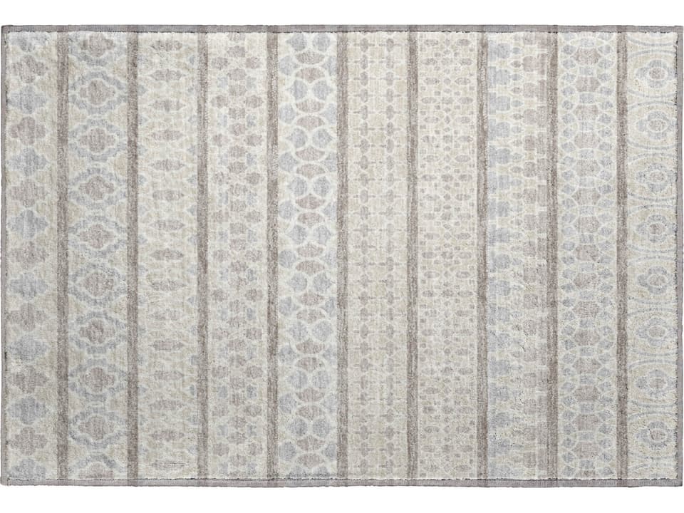 Neo Oriental Area Rug in Ivory Polyester Microfiber