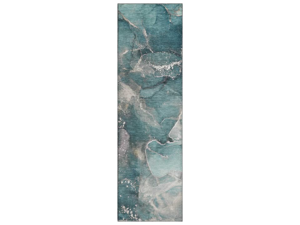 Odyssey Abstract Runner Area Rug in Teal
