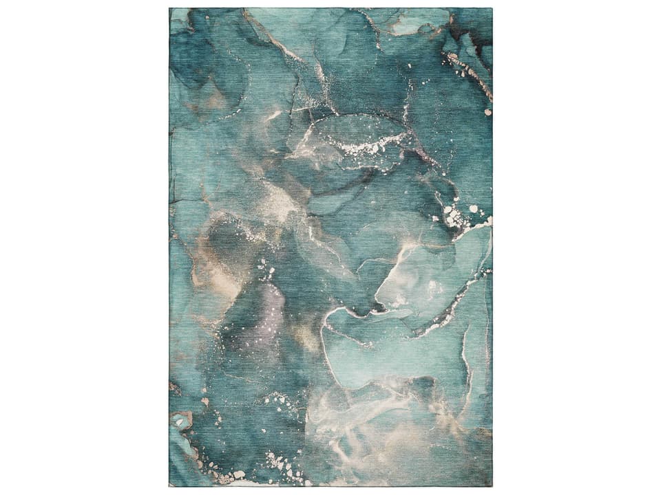 Odyssey Abstract Machine Washable Area Rug Teal Multi