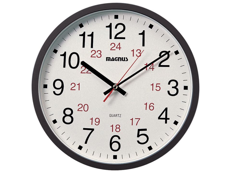 Logan 12-Inch Black Wall Clock with Glass Face