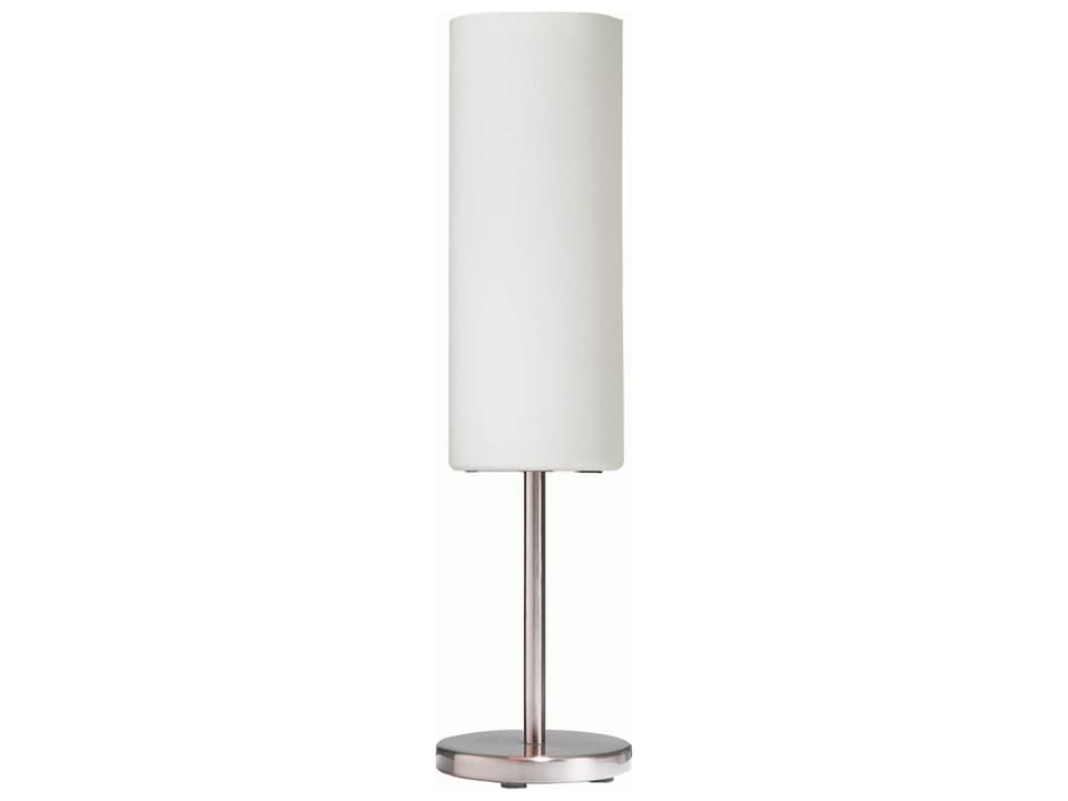 Paza 1-Light Table Lamp in Satin Chrome with White Frosted Glass