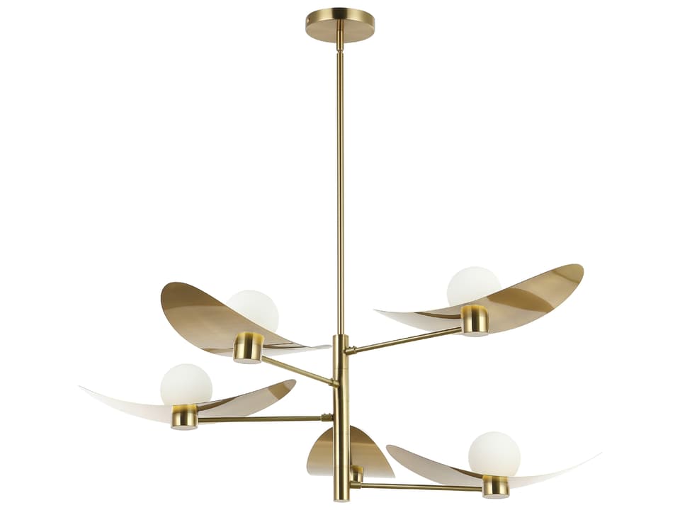 Christobel 5-Light Chandelier in Aged Brass with Opal Glass