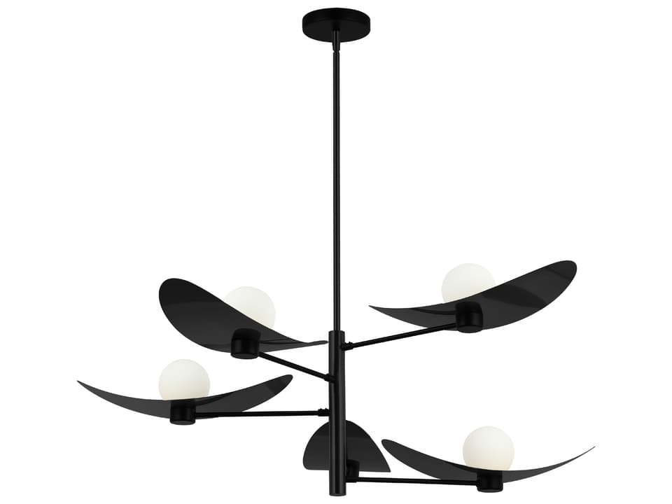 5-Light Christobel Chandelier in Matte Black with Opal Glass