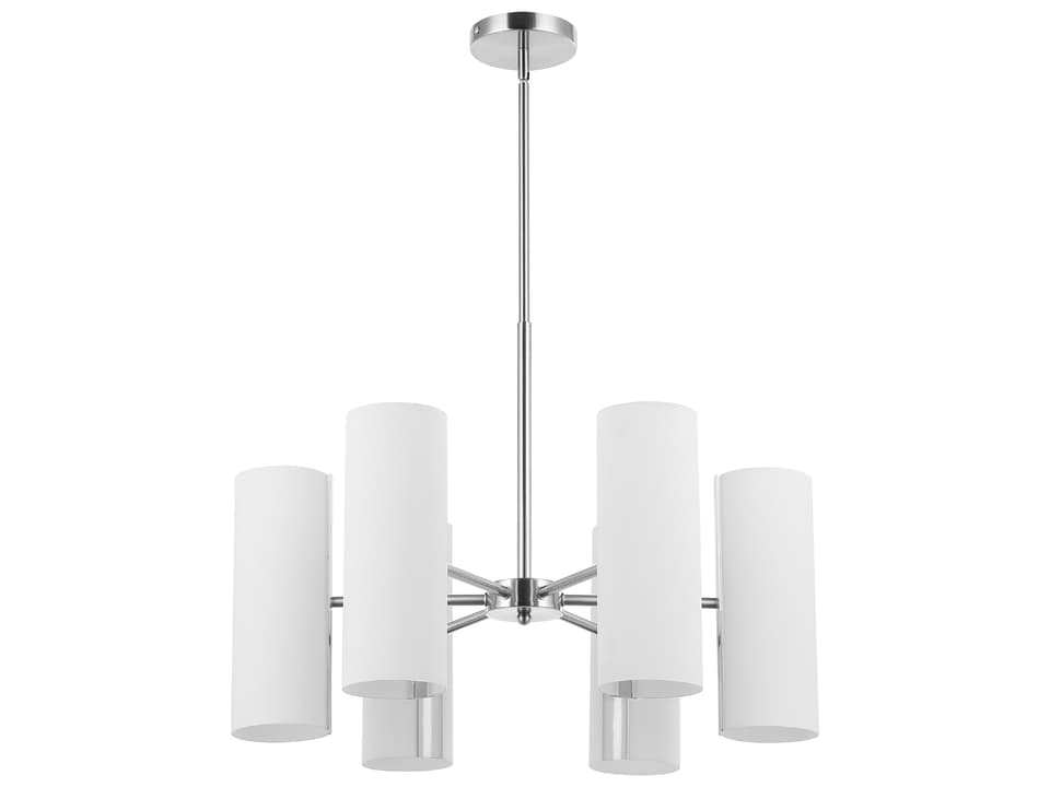 Cleta 6-Light Cylinder Chandelier in Satin Chrome with Opal Glass