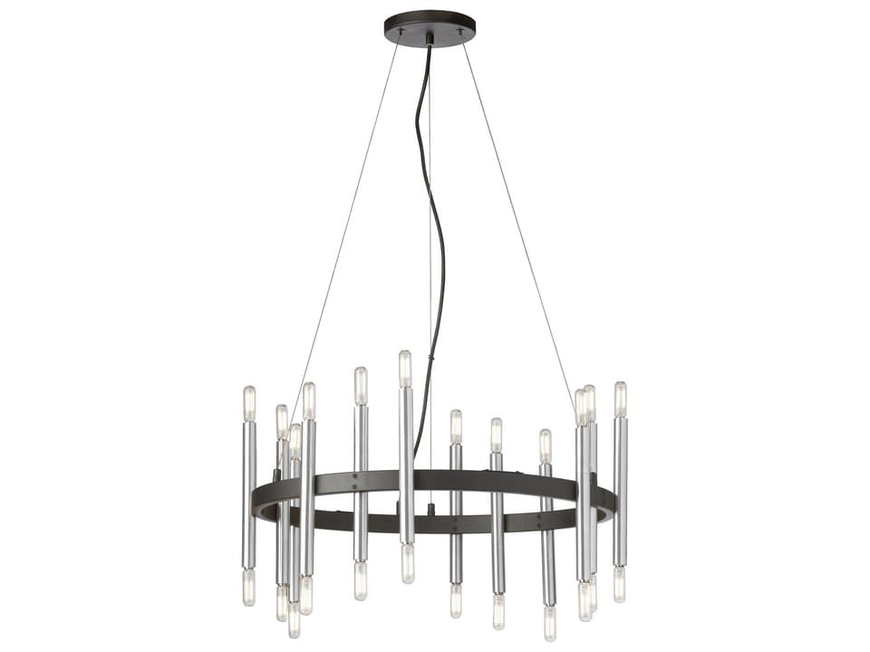 Derry 24-Light Chandelier in Matte Black and Polished Chrome