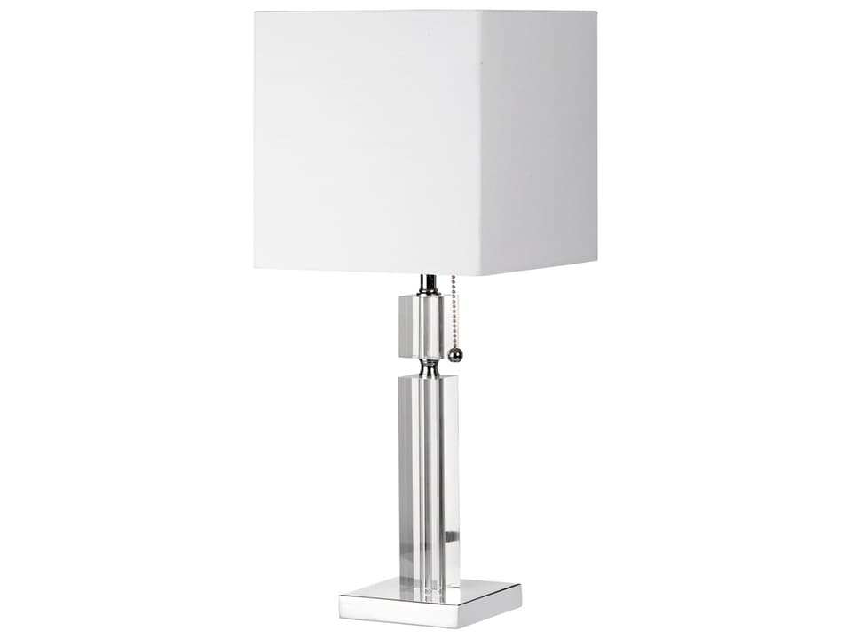 Fernanda Modern Polished Chrome Table Lamp with White Fabric Shade