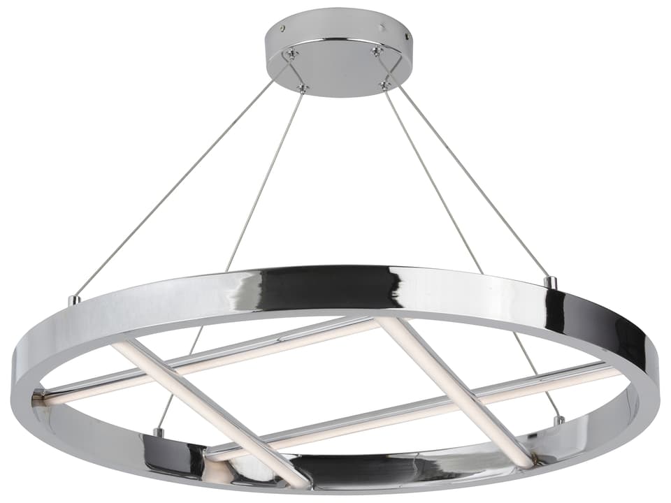 Dante 1-Light Polished Chrome Geometric Round Chandelier with White Diffuser