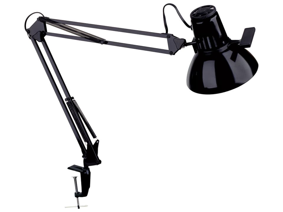 Magnus 1-Light Adjustable Desk Table Lamp in Gloss Black Steel