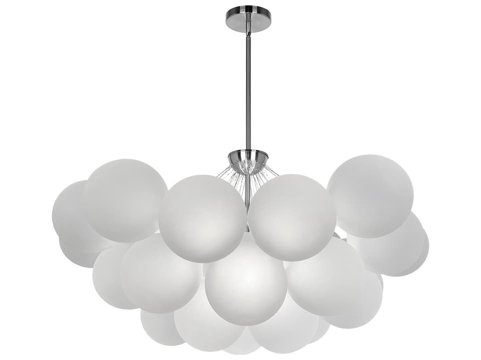 Miles 8-Light Polished Chrome Globe Chandelier with Frosted Glass