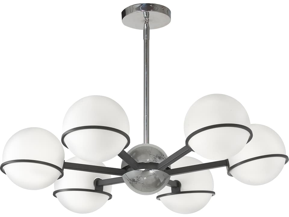 Sofia 6-Light Chandelier in Matte Black and Polished Chrome