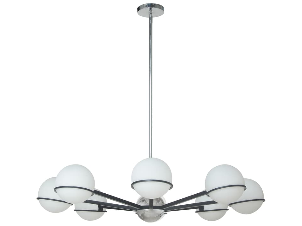 Sofia 8-Light Globe Chandelier in Matte Black and Polished Chrome
