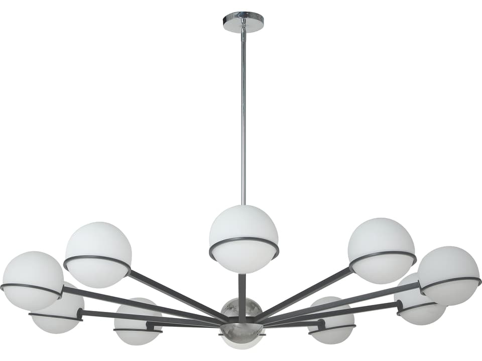 10-Light Sofia Chandelier Matte Black Polished Chrome