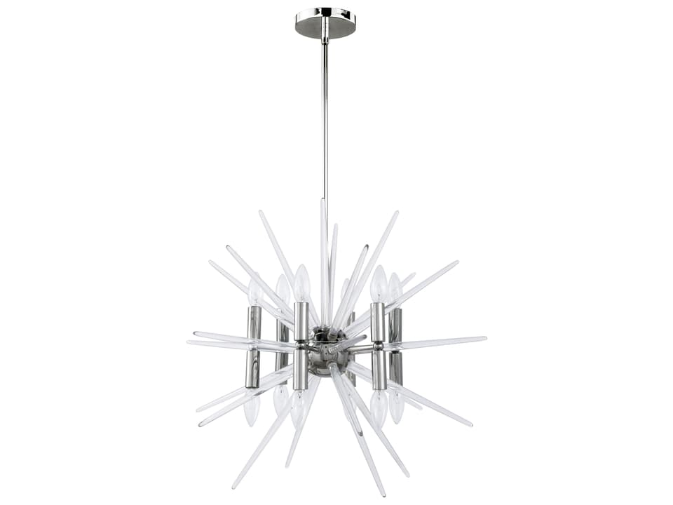 Vela 12-Light Sputnik Chandelier in Polished Chrome with Clear Acrylic Spikes