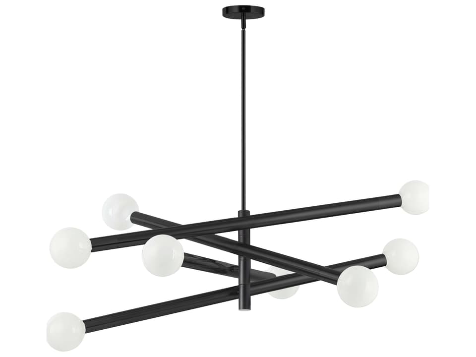 Wand 8-Light Matte Black Linear Tiered Chandelier