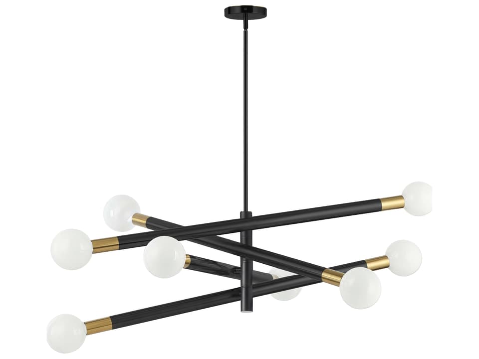 Wand 8-Light Matte Black Aged Brass Linear Tiered Chandelier