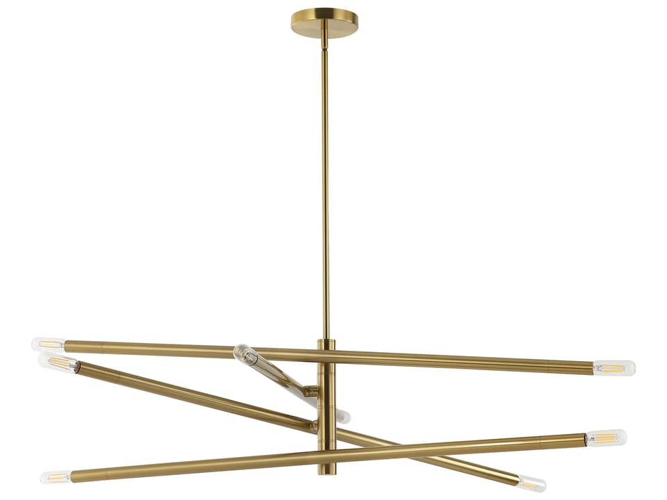 Wand 8-Light Linear Chandelier in Aged Brass