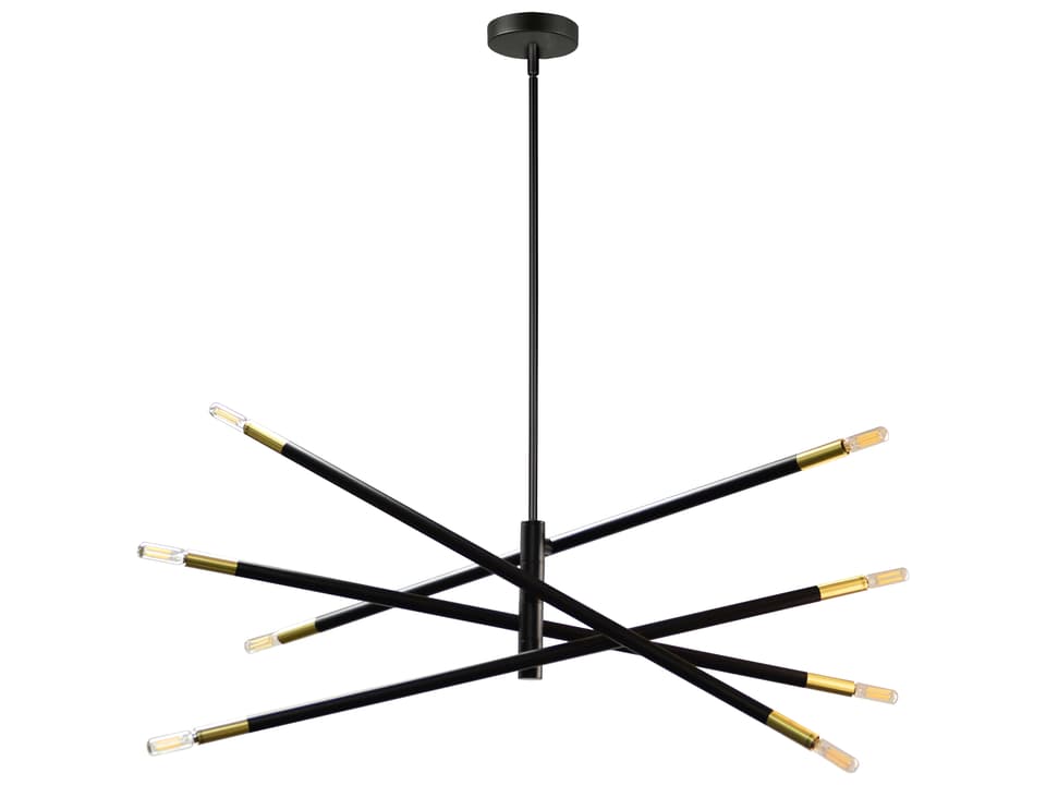 Wand 8-Light Matte Black Aged Brass Linear Chandelier Modern